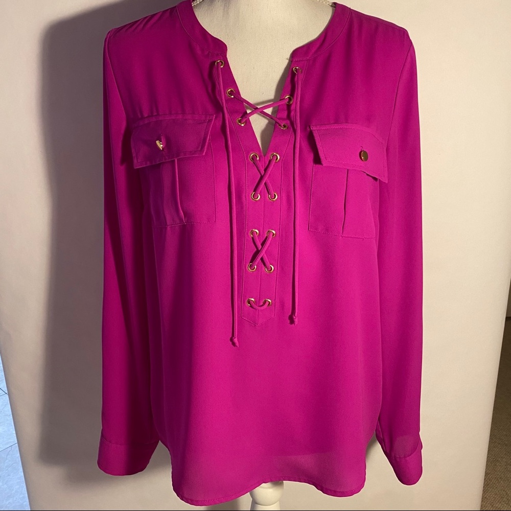 INC International Concepts Fuchsia Blouse